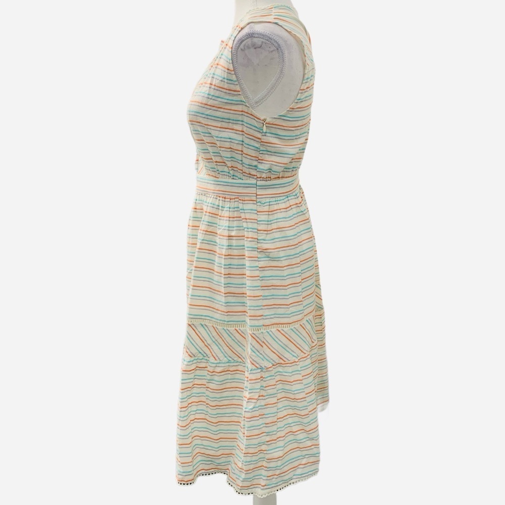 NWOT Cotton Sleeveless Striped prairie Tiered Midi Dress Size Small - Picture 3 of 5